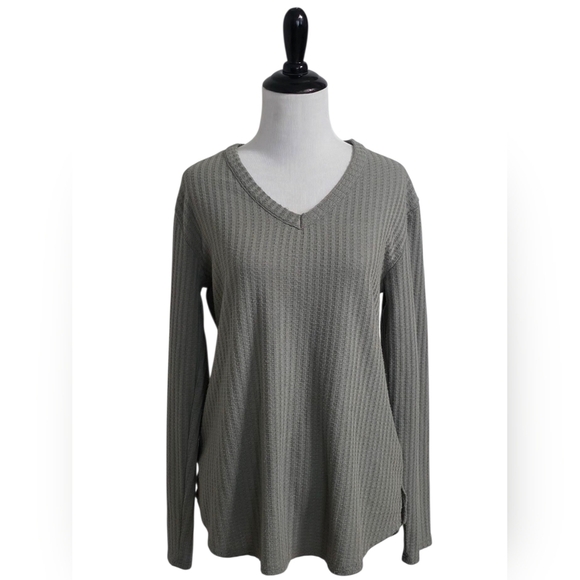 Chaser Tops - Chaser Womens Long Sleeve Waffle Knit Thermal Size Medium
